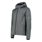 Seitliche Ansicht der wetterfesten CMP Softshelljacke mit Kapuze