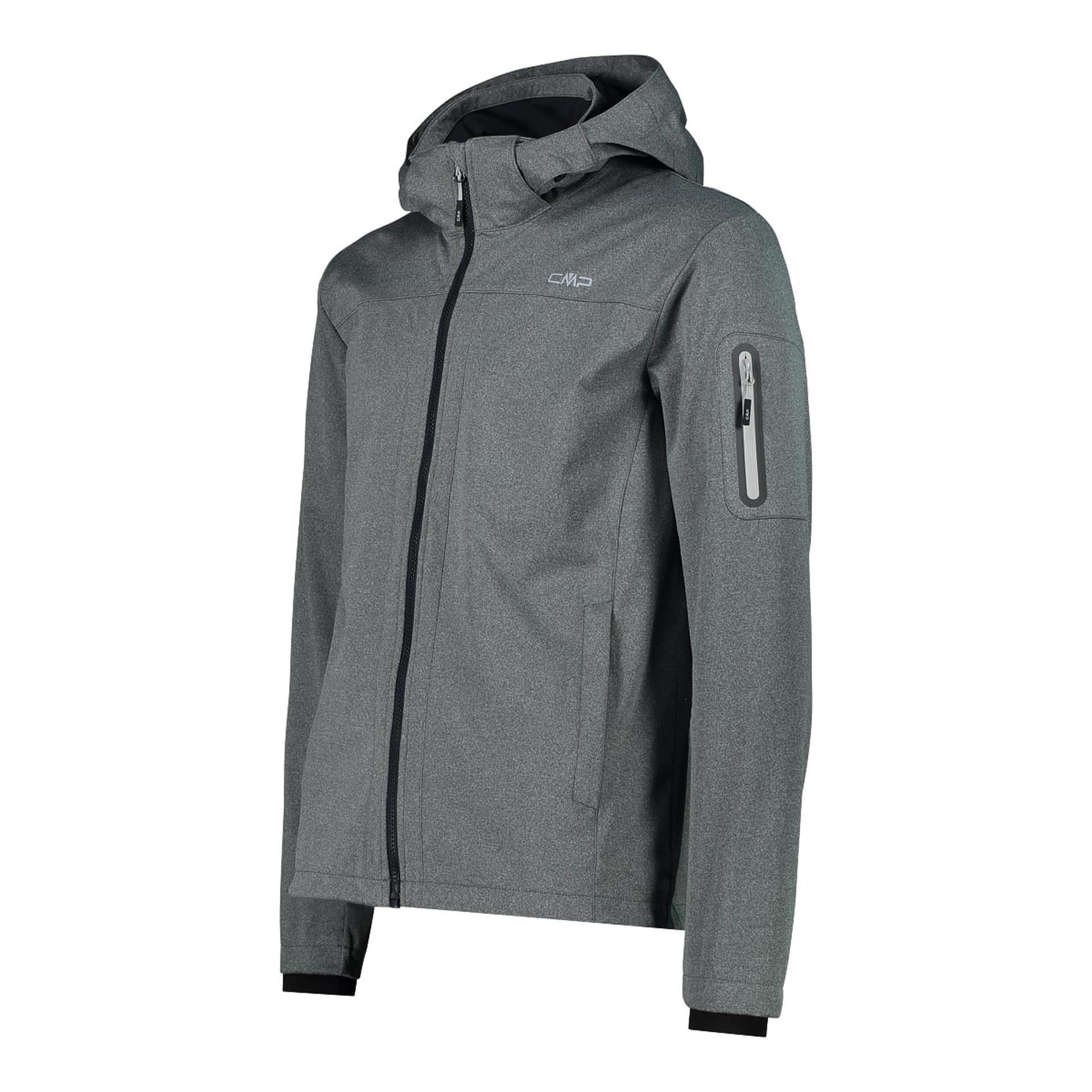 Seitliche Ansicht der wetterfesten CMP Softshelljacke mit Kapuze