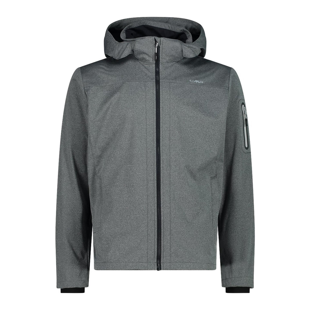 Herren Softshelljacke in antracite meliert mit durchgehendem Reißverschluss