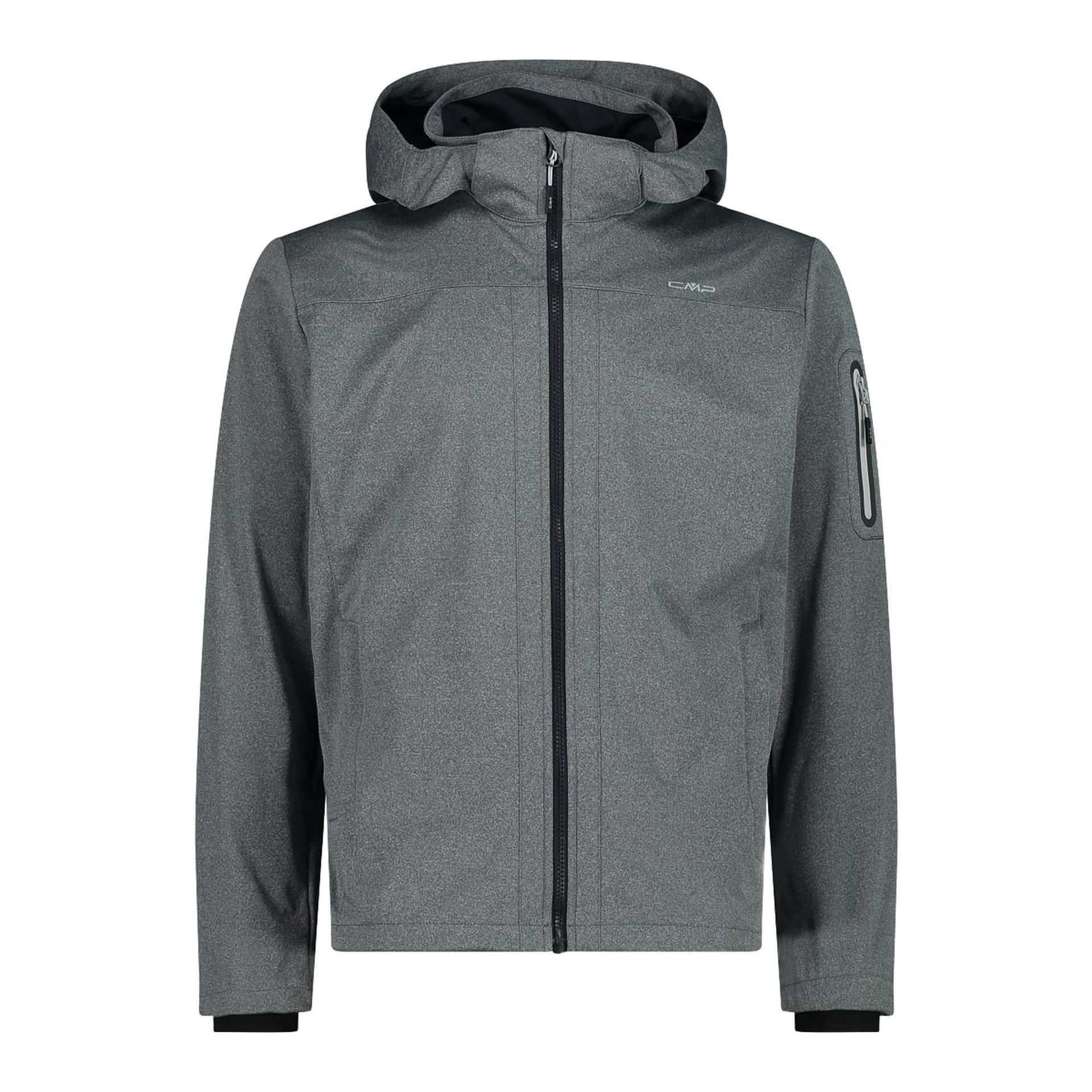 Herren Softshelljacke in antracite meliert mit durchgehendem Reißverschluss