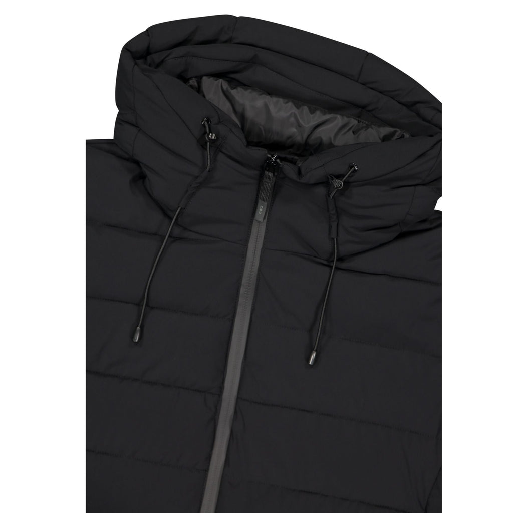 Detailansicht Kapuze – Herren Steppjacke mit Kordelzug und Windschutzleiste