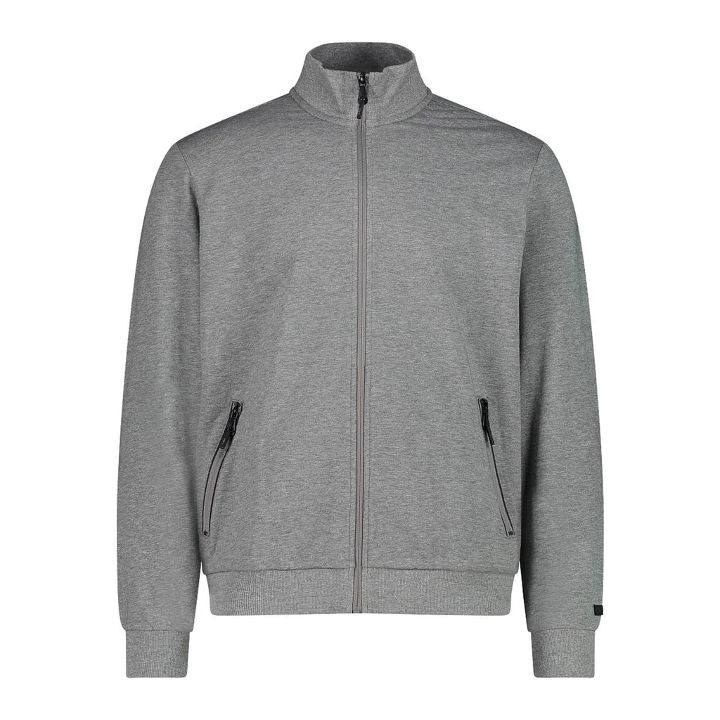 Herren Trainingsjacke in Grau meliert mit durchgehendem Reißverschluss und Taschen
