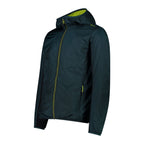 Seitenansicht wasserabweisende Hybridjacke mit Kapuze