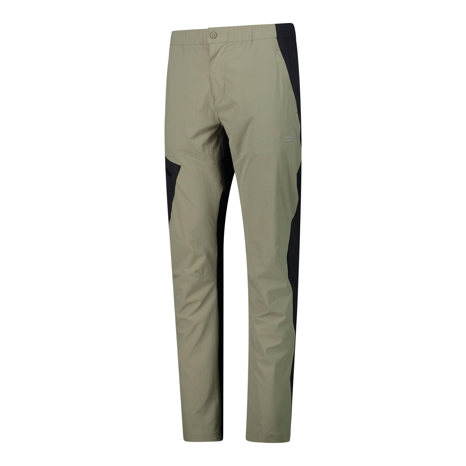 Seitenansicht elastische Herren Outdoorhose mit Beintasche Sage
