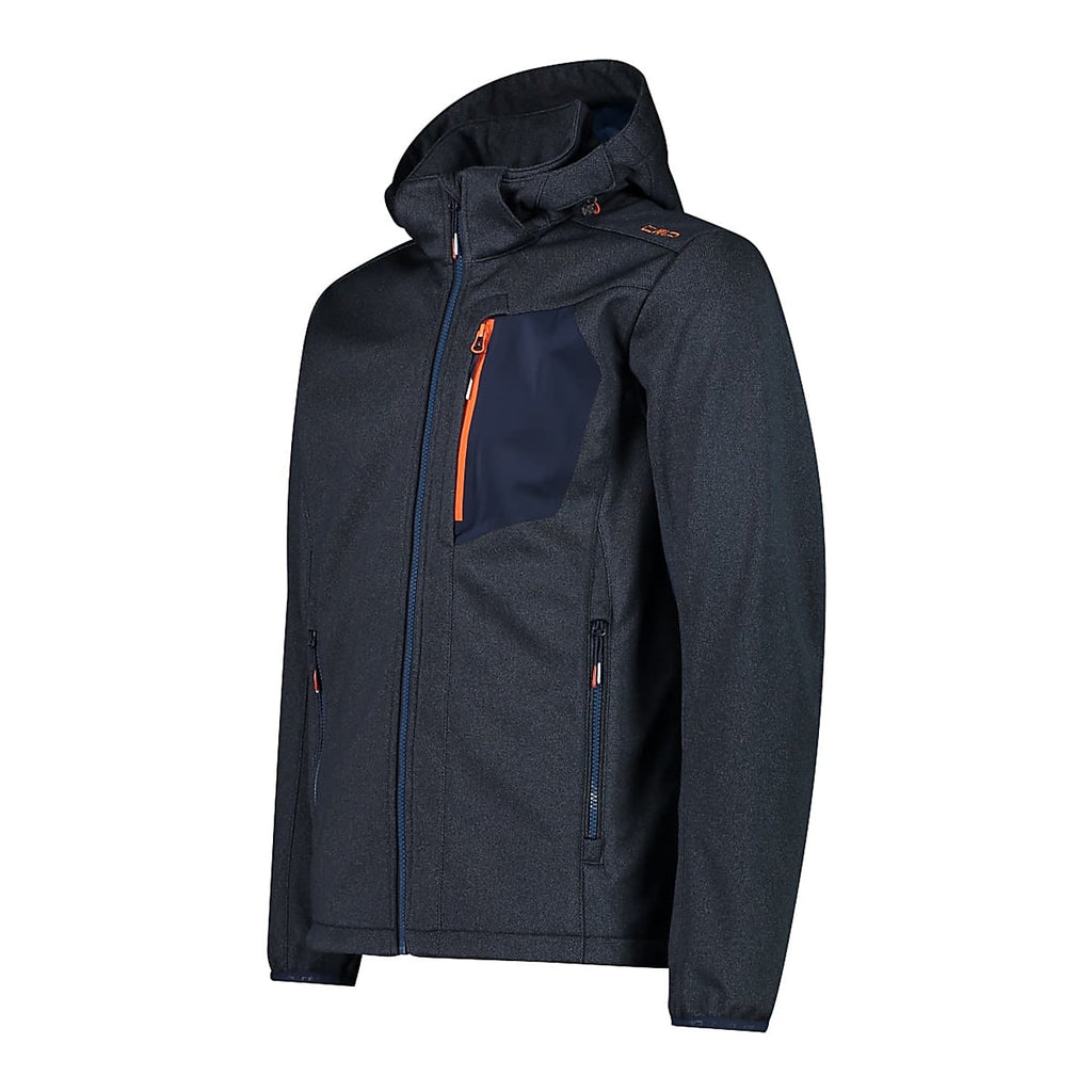 CMP Herren Zip Hood Melange Softshell Jacke 32A1737 black blue melange
