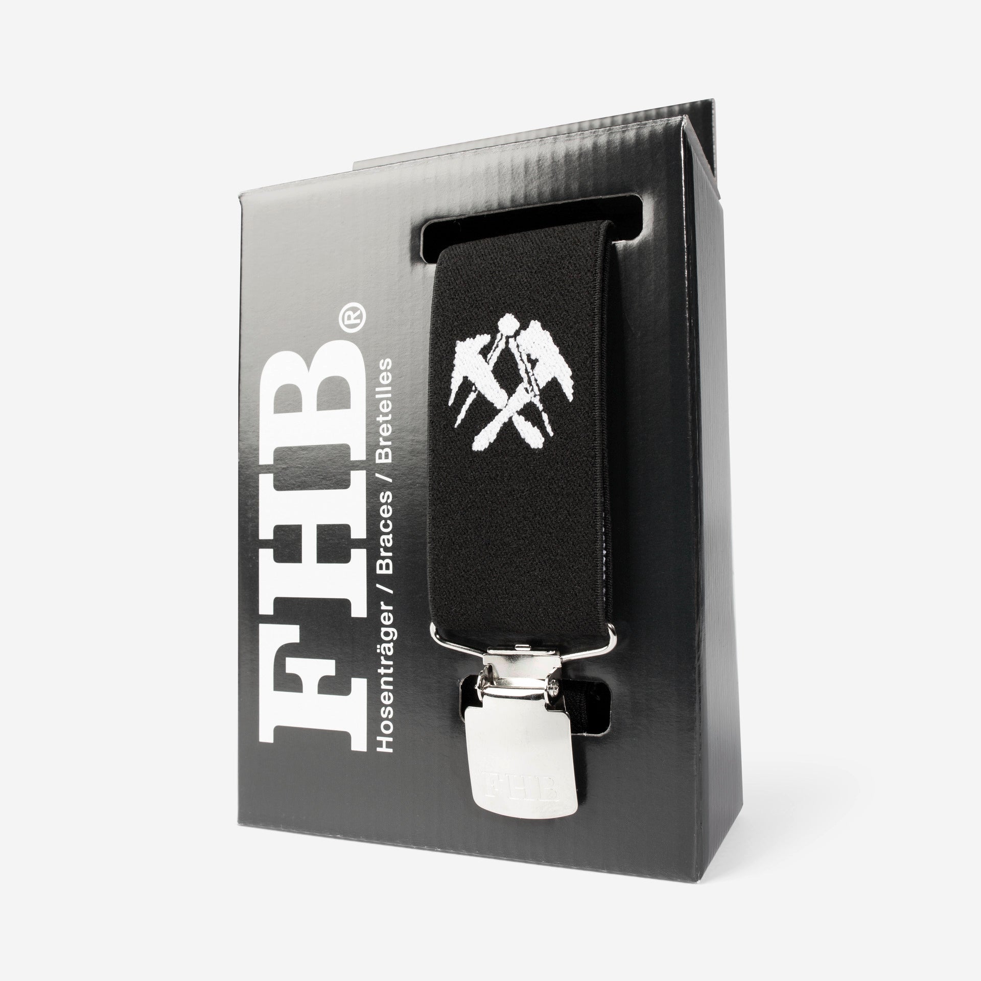 Verpackungsansicht FHB Hosenträger EDUARD in Schwarz mit Zunftzeichen