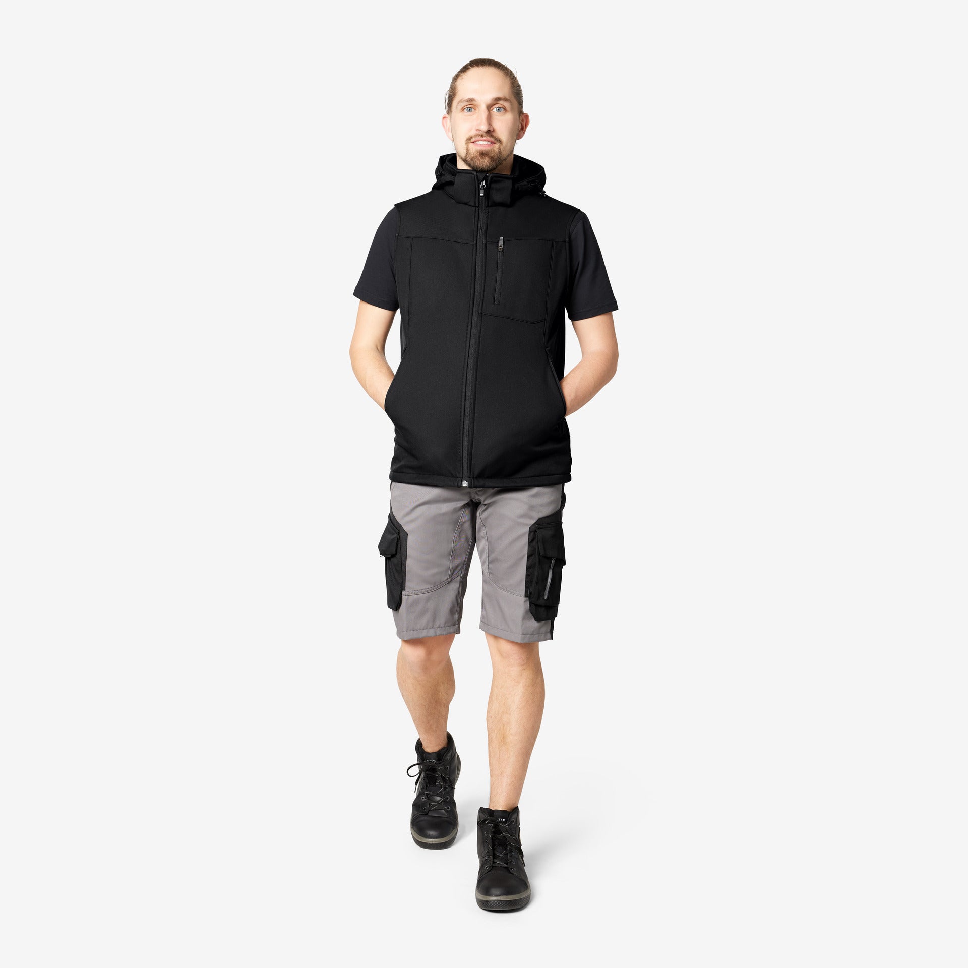 FHB Softshellweste 79110 JUSTUS schwarz/schwarz Herren Arbeitsweste Weste