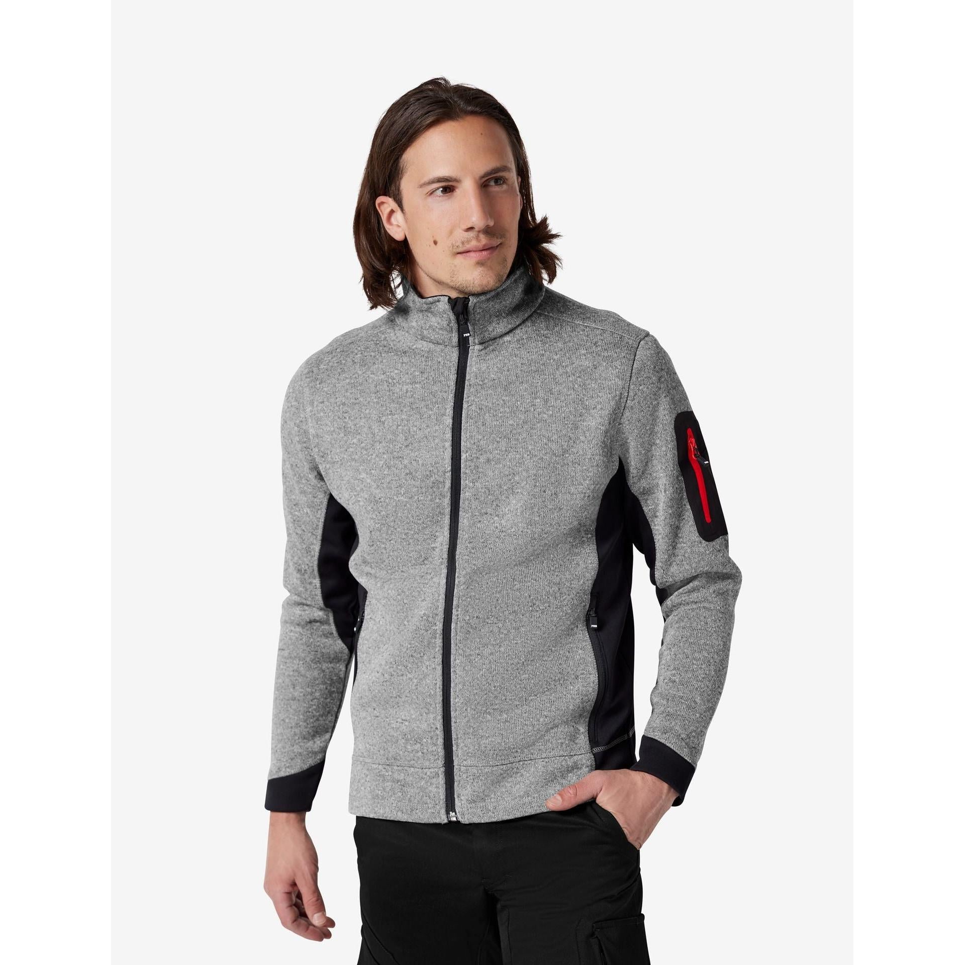 FHB Strick-Fleece Jacke 79595 CHRISTOPH grau-schwarz  Herren Fleece