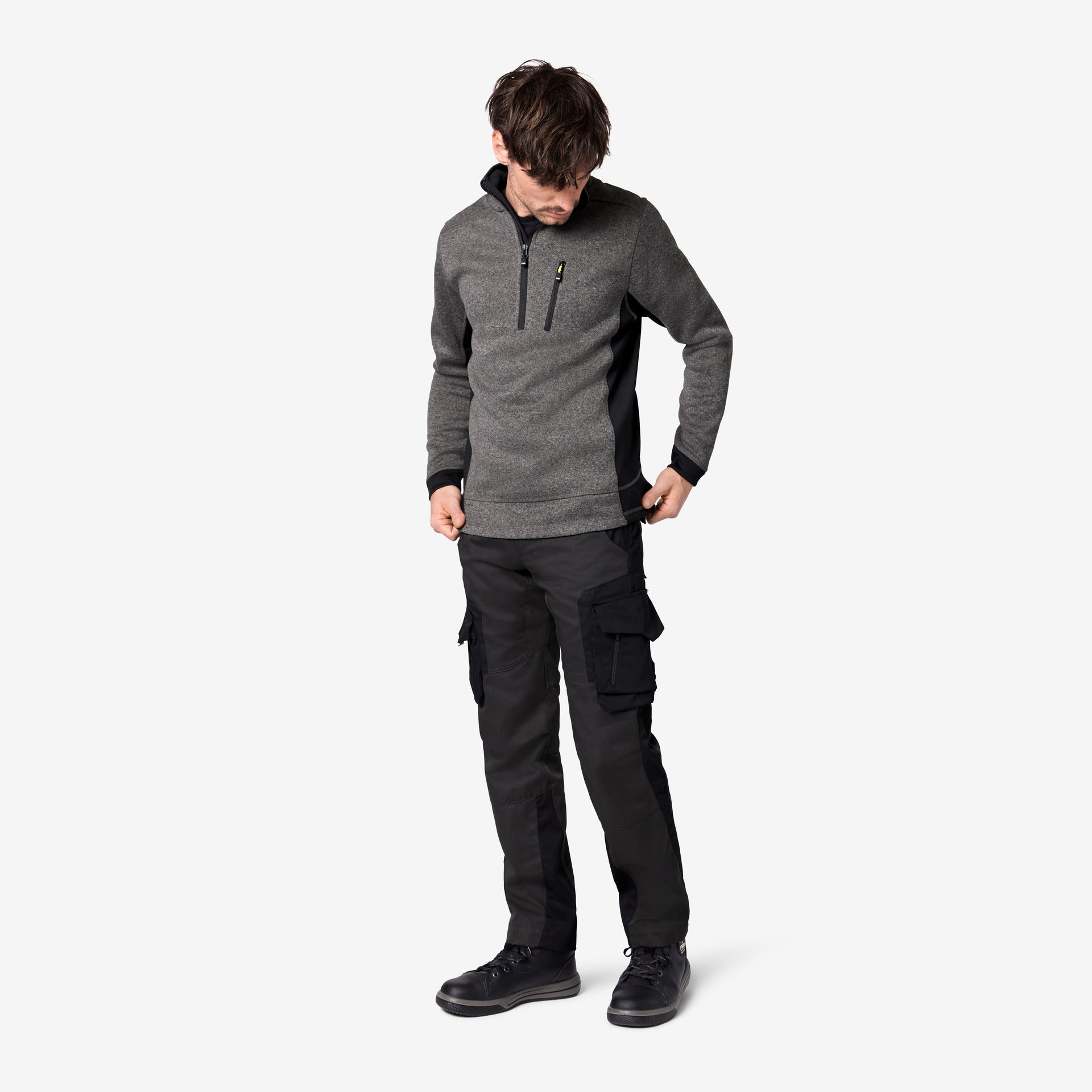 FHB Strick-Fleece Troyer 79597 PATRICK anthrazit schwarz Troyer Arbeitspullover