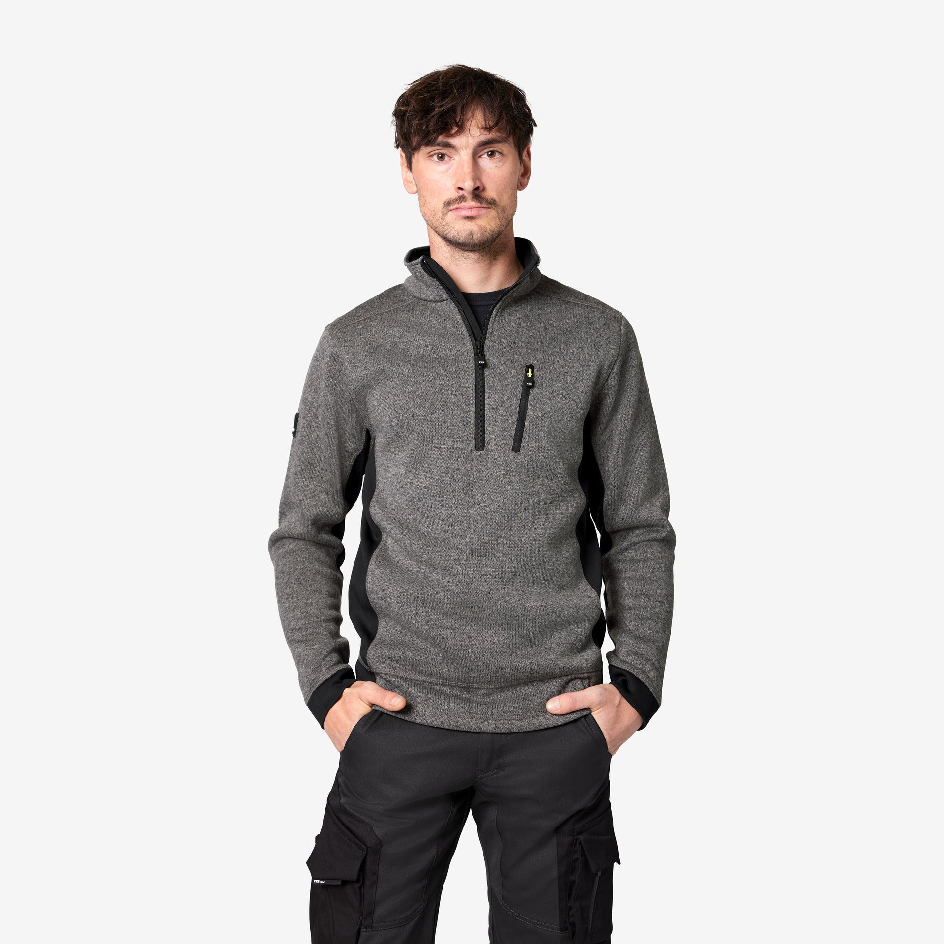 FHB Strick-Fleece Troyer 79597 PATRICK anthrazit schwarz Troyer Arbeitspullover