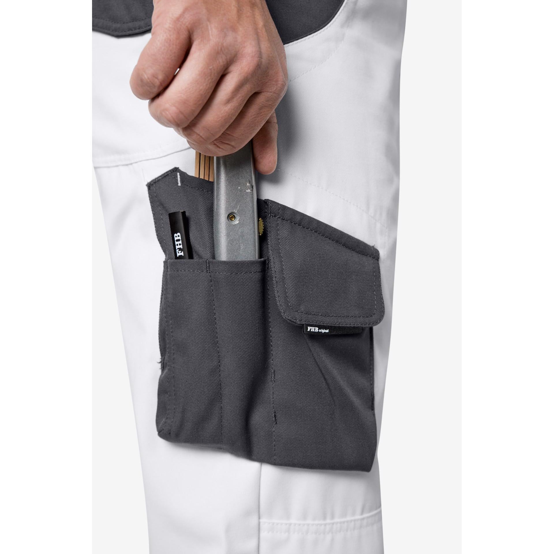 FHB Twill Arbeitshose BRUNO 130430 weiß-anthrazit Berufshose Malerhose