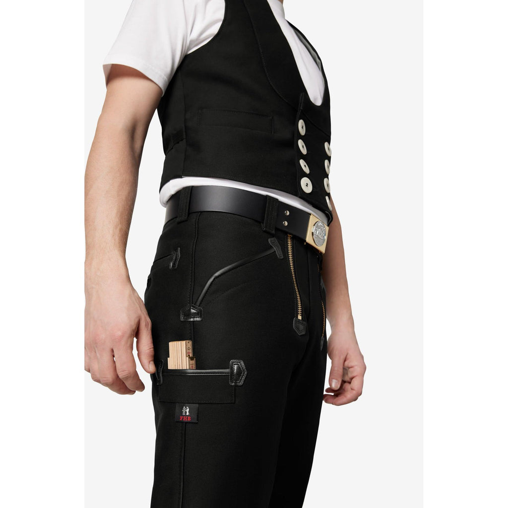 FHB Zunfthose 70008 HUBERT Zwirn-Doppel-Pilot Fb. schwarz Englisch Leder Hose