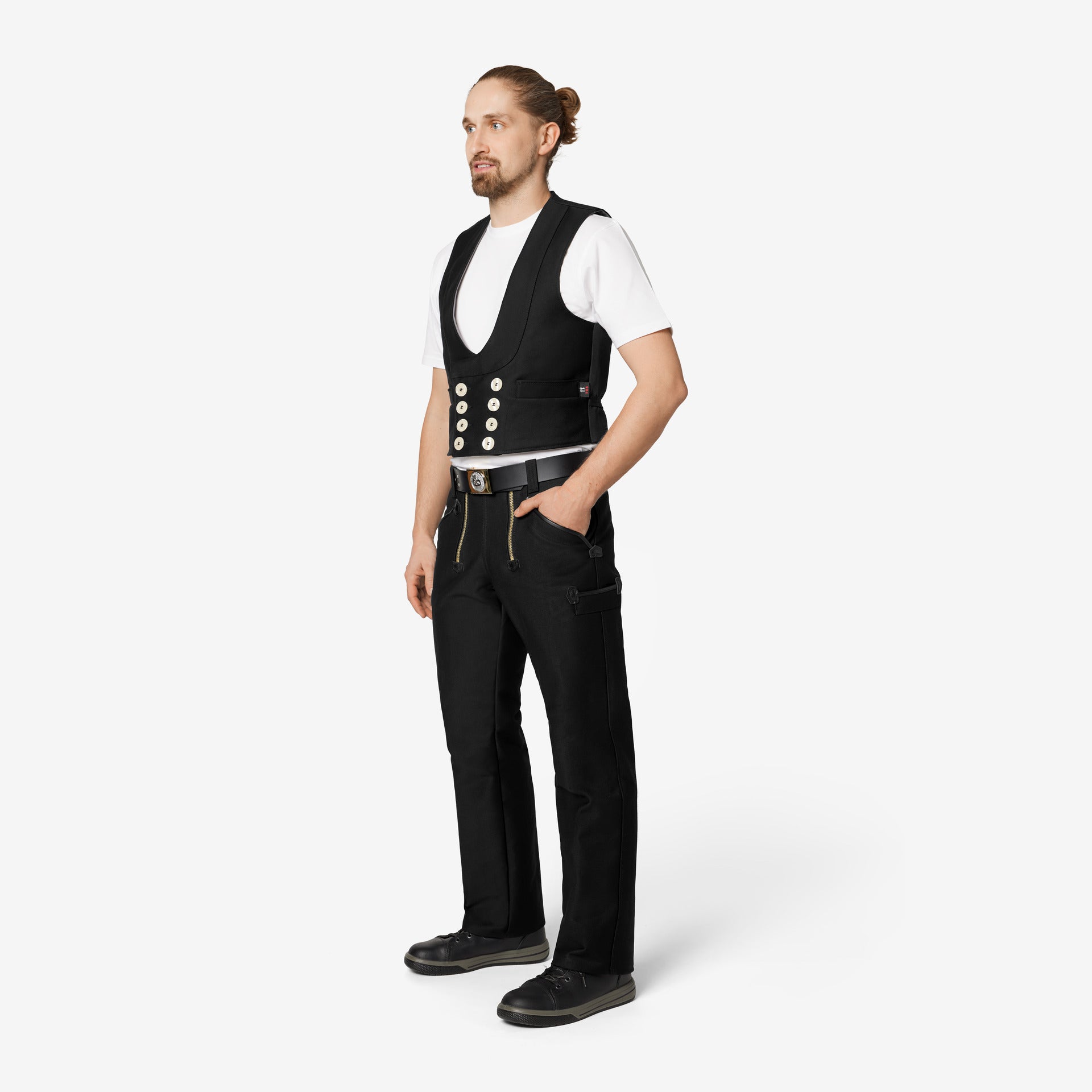 FHB Zunfthose 70008 HUBERT Zwirn-Doppel-Pilot Fb. schwarz Englisch Leder Hose