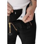 FHB Zunfthose 70086 KLAUS Zwirn-Doppel-Pilot Fb. schwarz Englisch Leder m. Knietasche