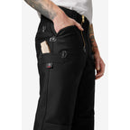 FHB Zunfthose 70086 KLAUS Zwirn-Doppel-Pilot Fb. schwarz Englisch Leder m. Knietasche