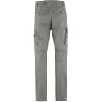 Fjällräven Karl Pro Zip-off Hose in Grau, Rückseite mit Gesäßtaschen und ergonomischer Schnittführung