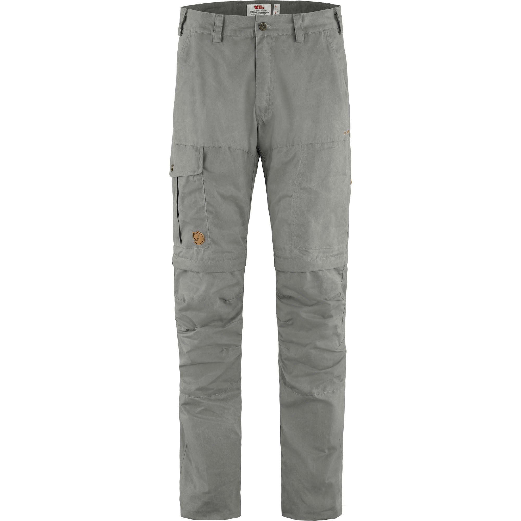 Fjällräven Karl Pro Zip-off Trousers in Grau, Vorderansicht mit langen Beinen