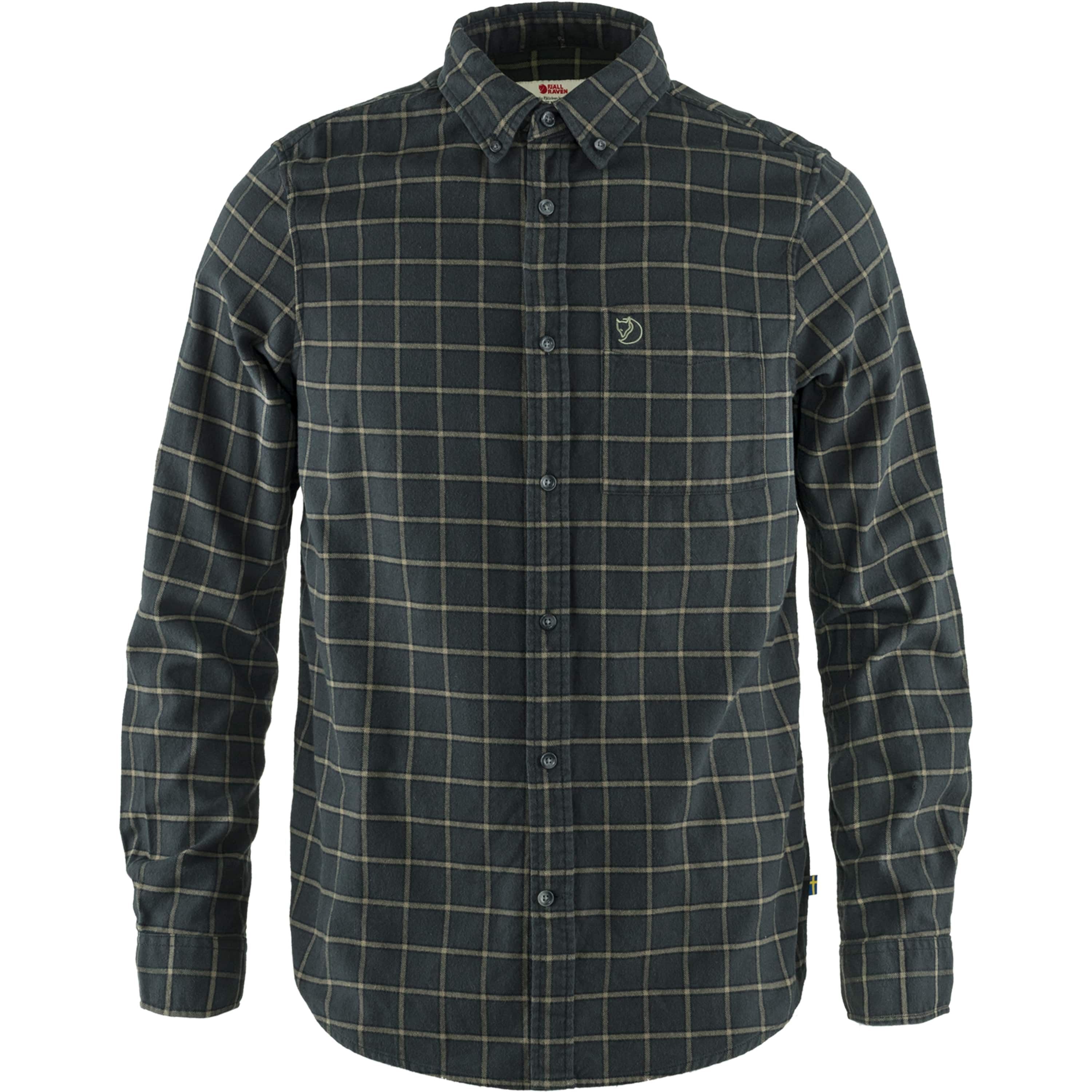 Vorderansicht Fjällräven Övik Flannel Shirt Herren in Dunkelgrau
