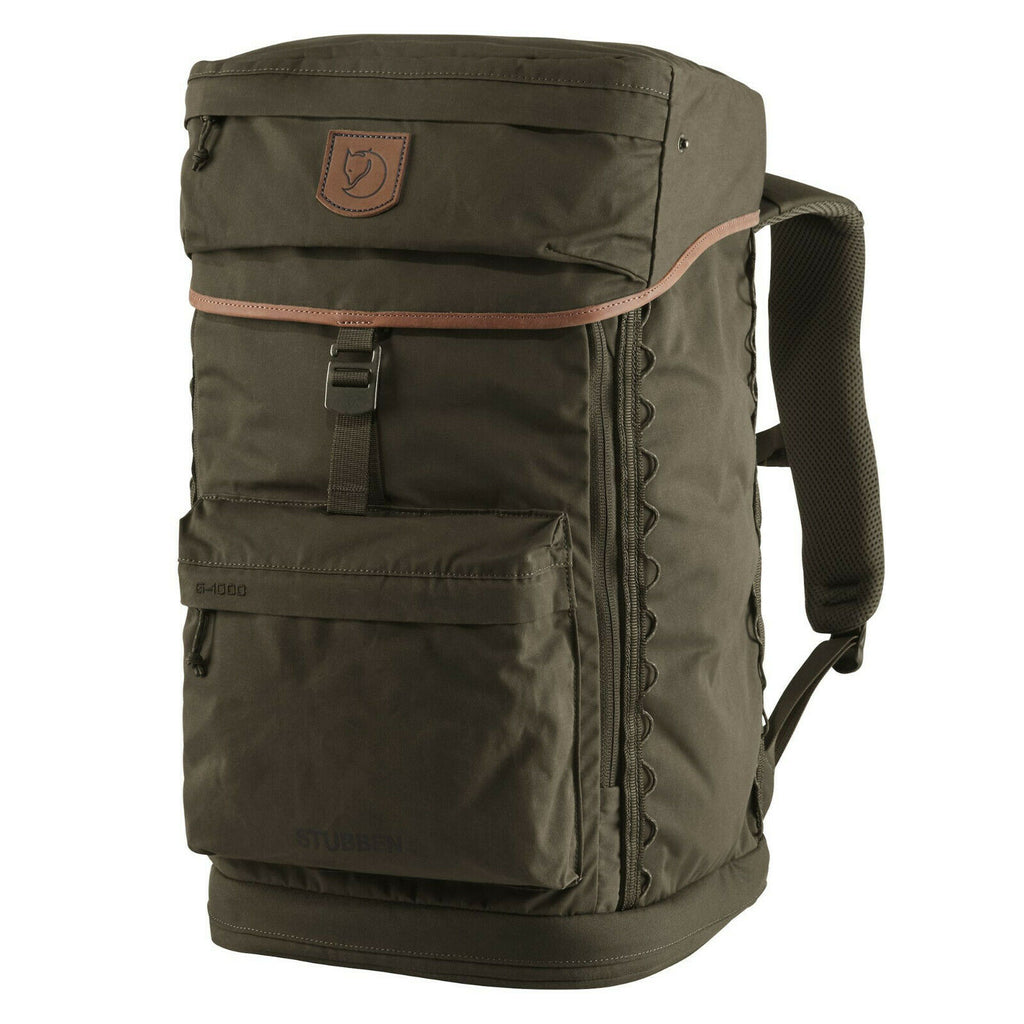 Fjällräven Jagdrucksack aus G-1000® HeavyDuty Eco S mit Fronttasche, Lederdetails und Deckelfach mit Sitzpolster