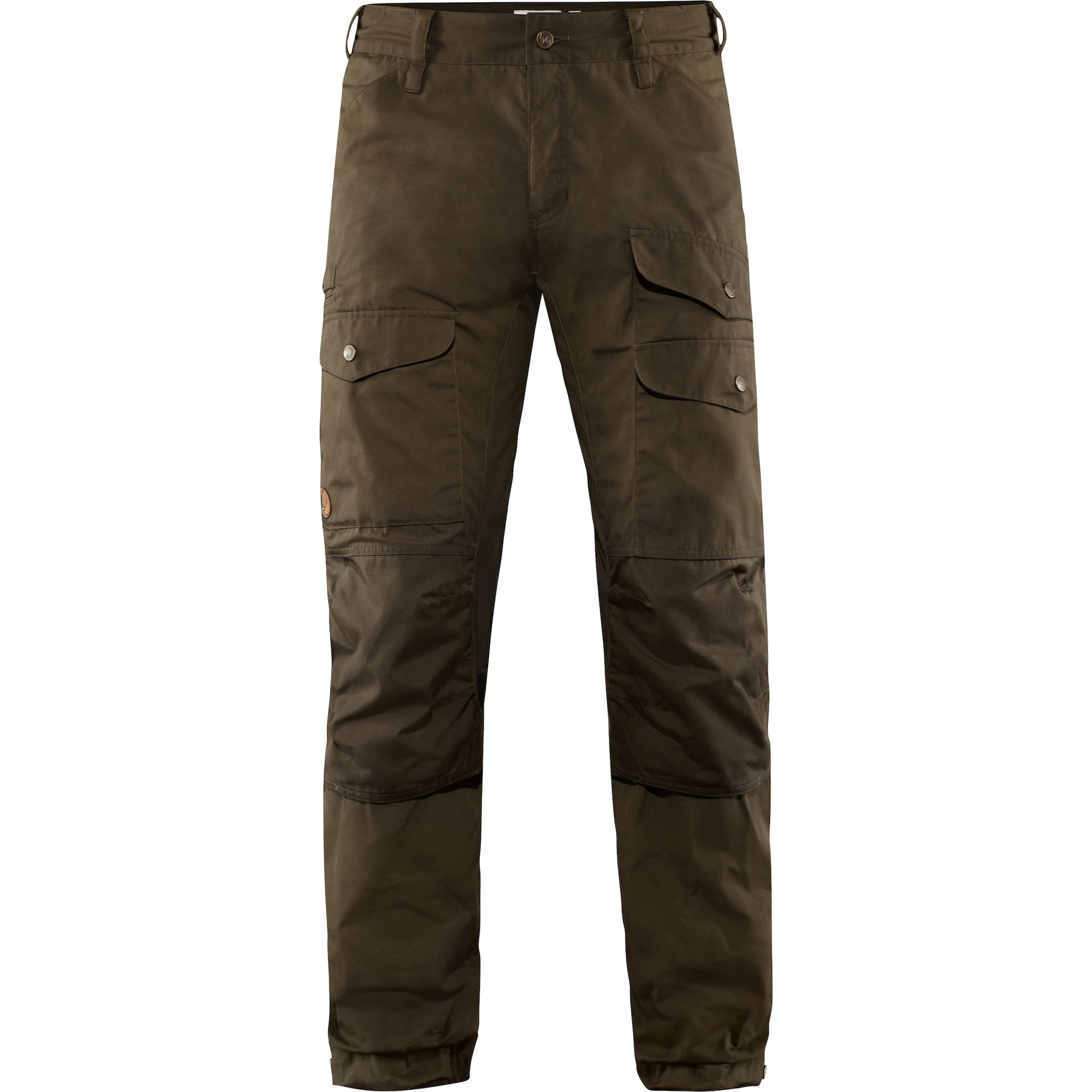 Vorderansicht der Fjällräven Vidda Pro Ventilated Hose in dark olive mit aufgesetzten Taschen