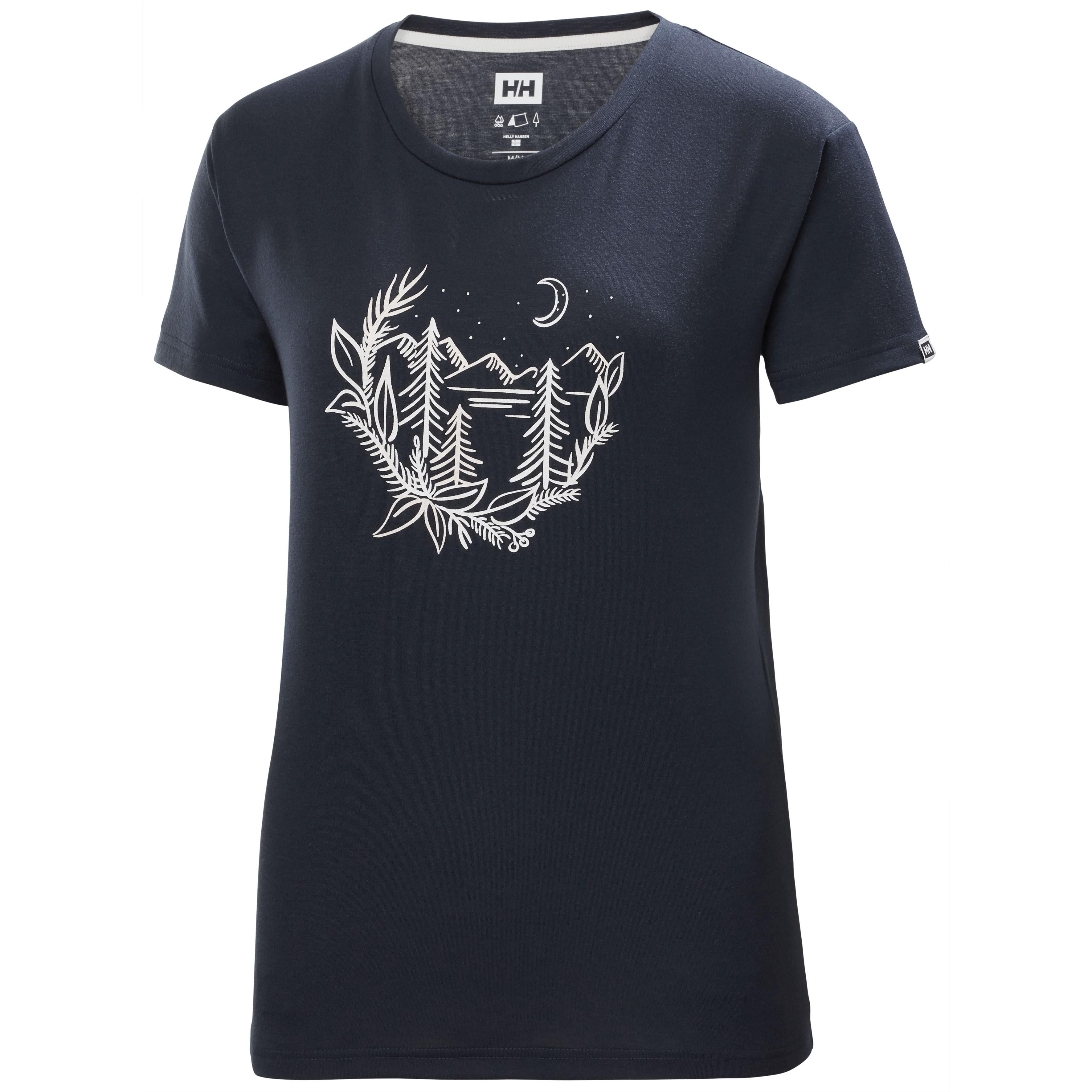 HH Helly Hansen Skog Graphic T-Shirt Women 62877 navy Brand Shirt Logo T-Shirt