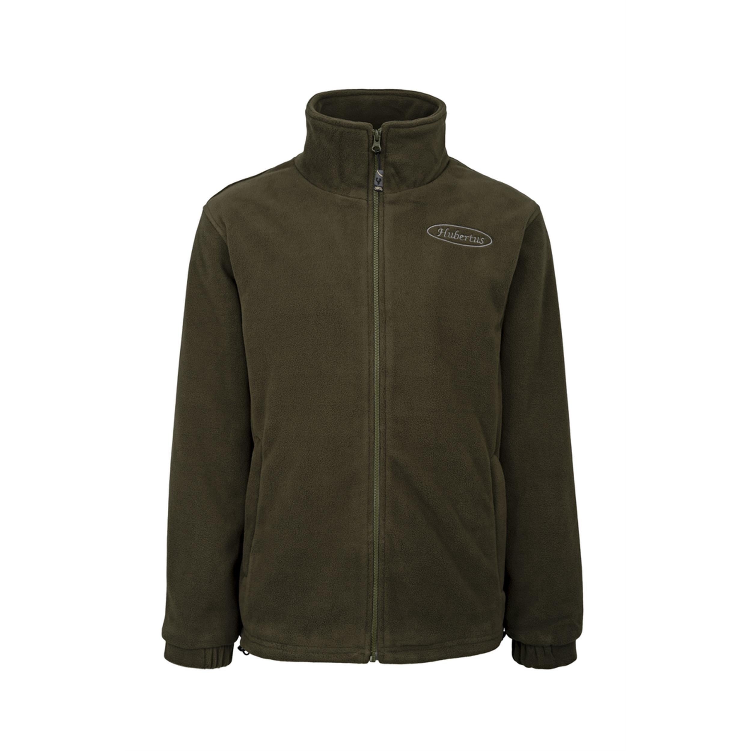 HUBERTUS Fleecejacke Herren – Vorderansicht mit Stehkragen, Reißverschluss & Seitentaschen in oliv