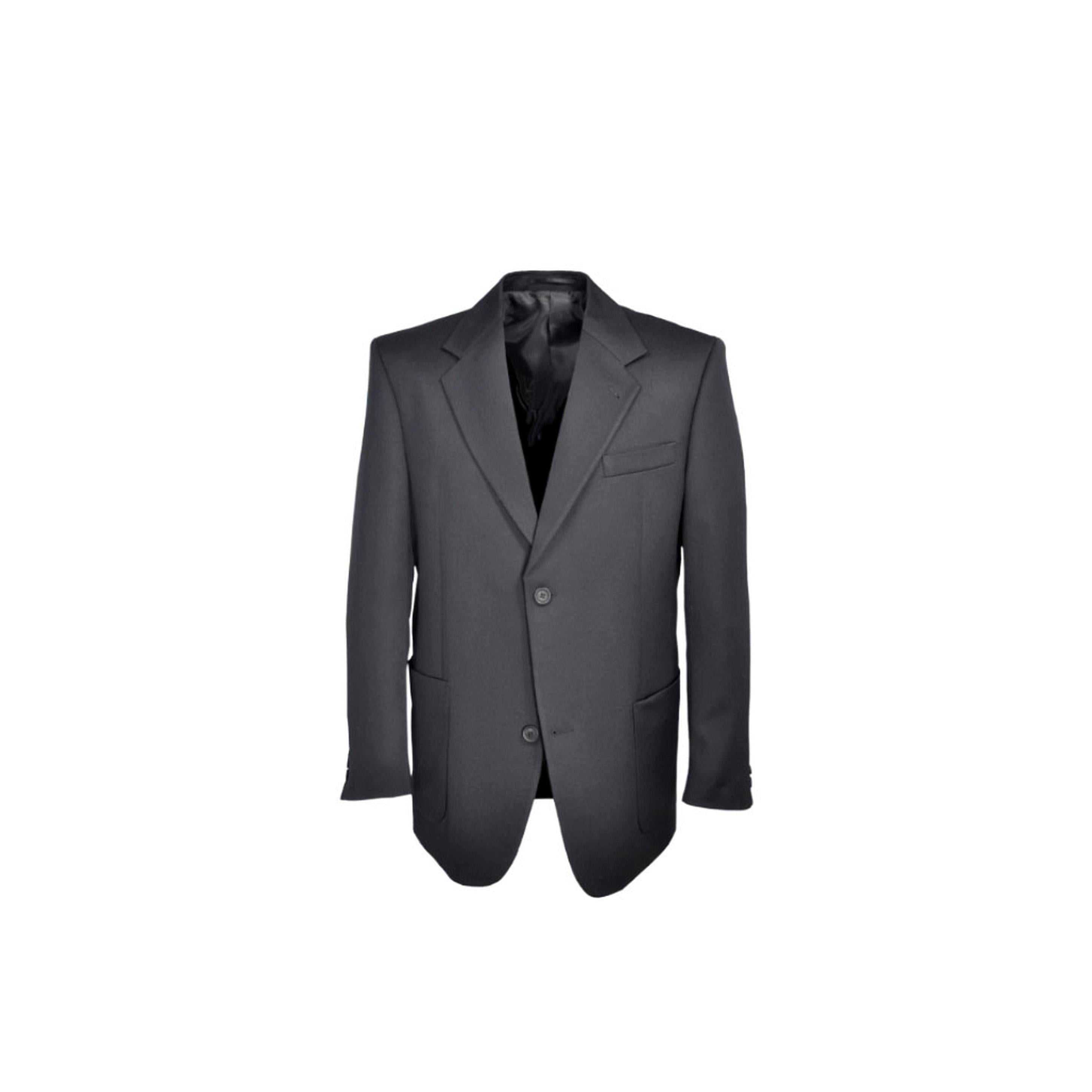 HUBERTUS Herren Blazer schwarz – klassische 2-Knopf-Vorderansicht mit Brusttasche und aufgesetzten Taschen