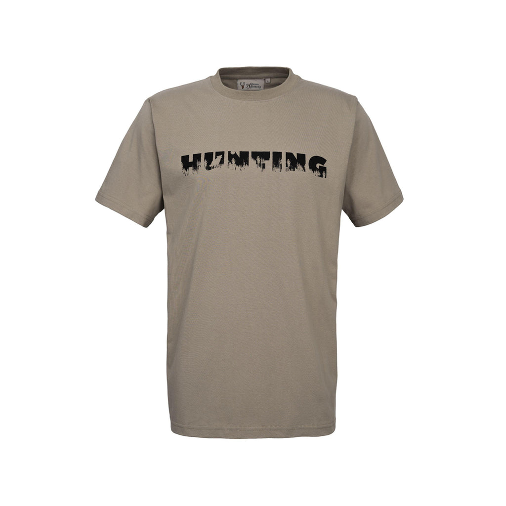 HUBERTUS T-Shirt HUNTING in Beige mit jagdlichem Frontprint