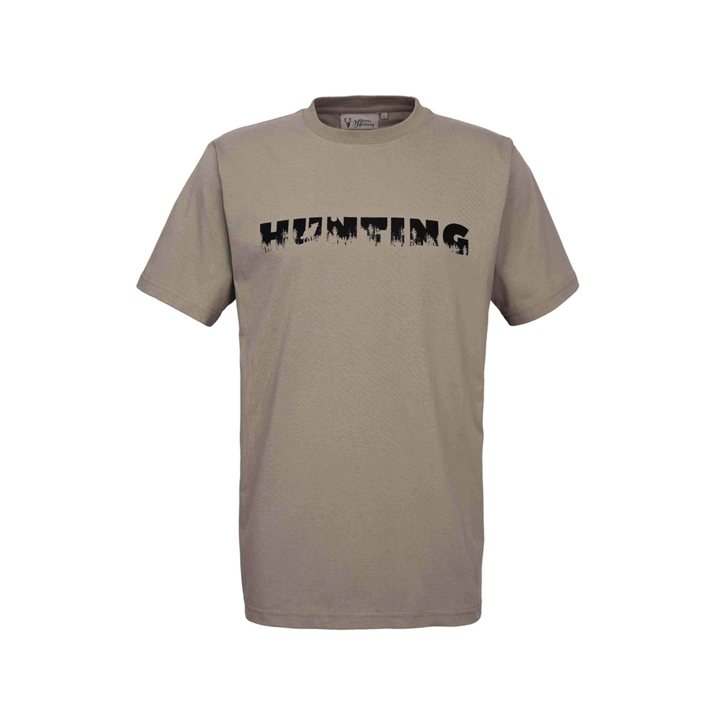 HUBERTUS T-Shirt HUNTING in Beige mit jagdlichem Frontprint