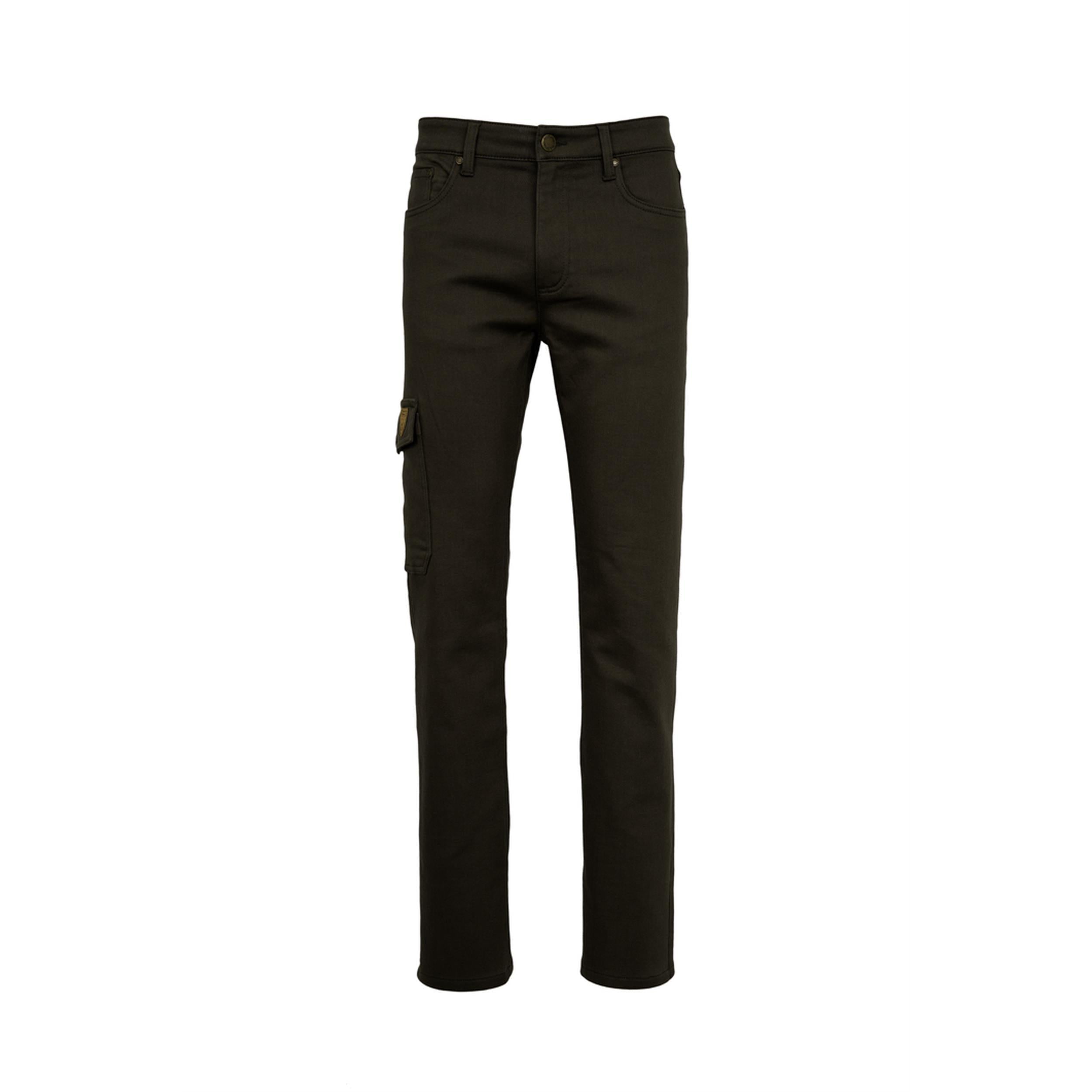 Jagdjeans HENRY von HUBERTUS – Vorderansicht in dunkel-oliv mit Five-Pocket-Stil