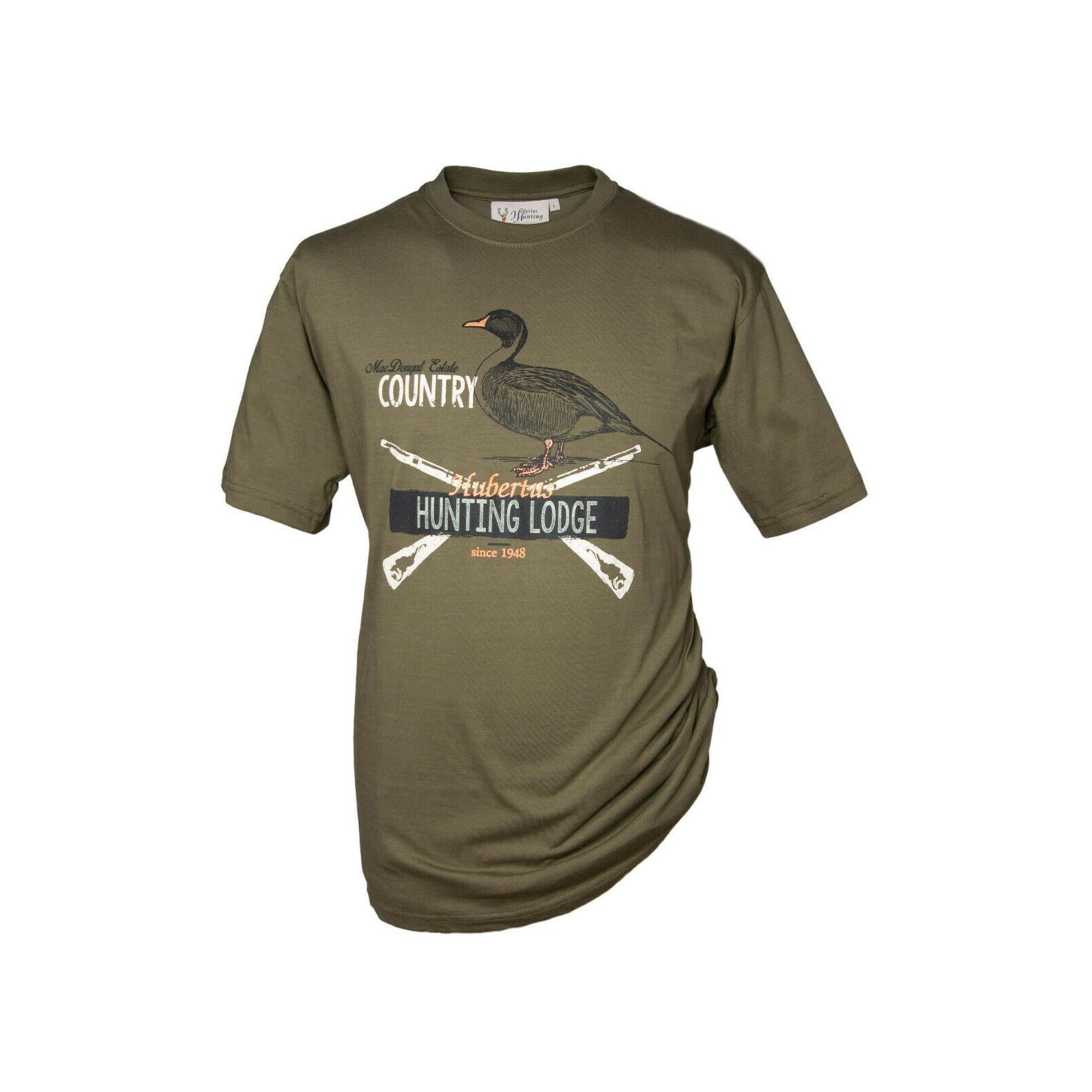 HUBERTUS Hunting Herren T-Shirt HUNTING LODGE Fb. schilf Printshirt Jagd Shirt