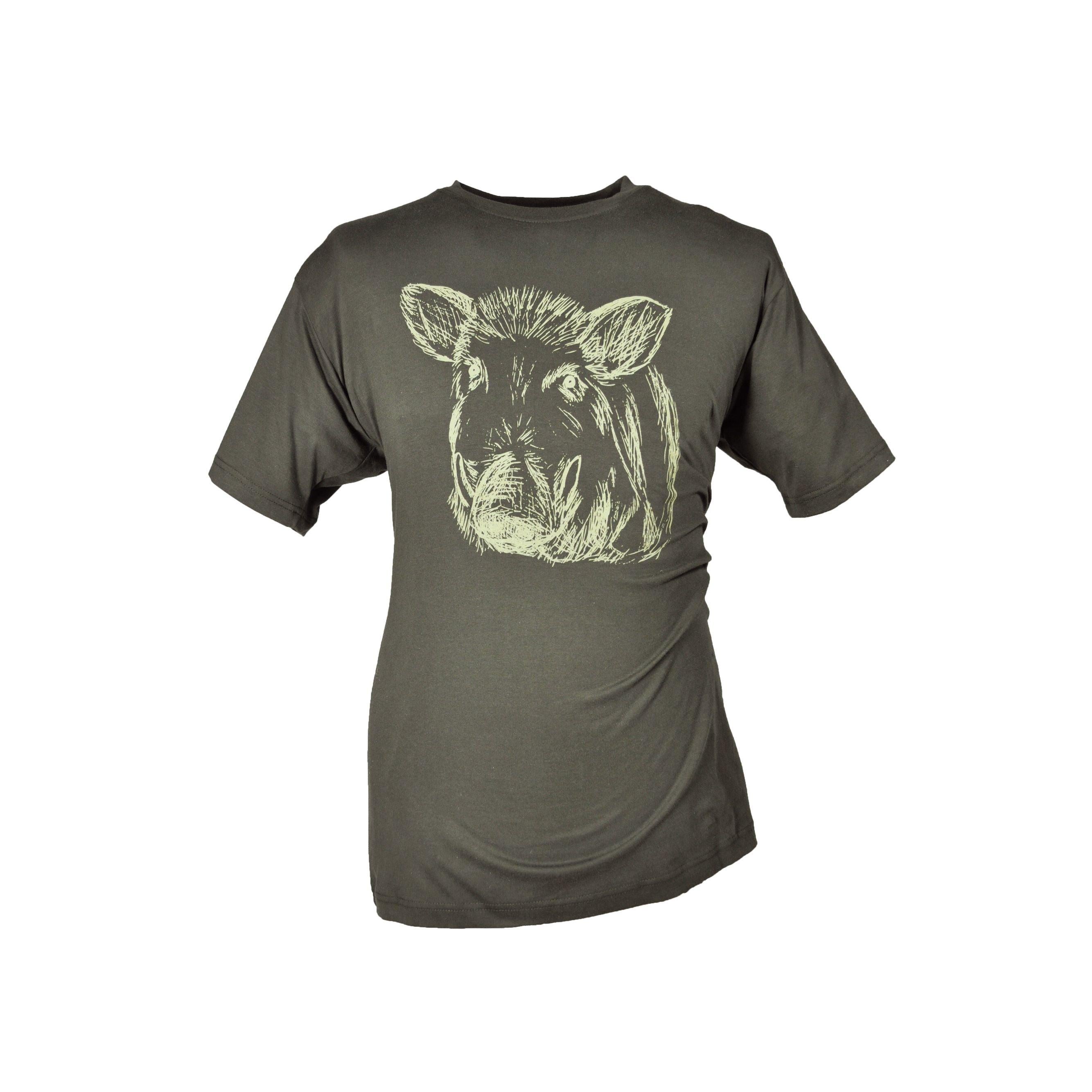 HUBERTUS Hunting Herren T-Shirt KEILERKOPF oliv Printshirt Jagd Shirt