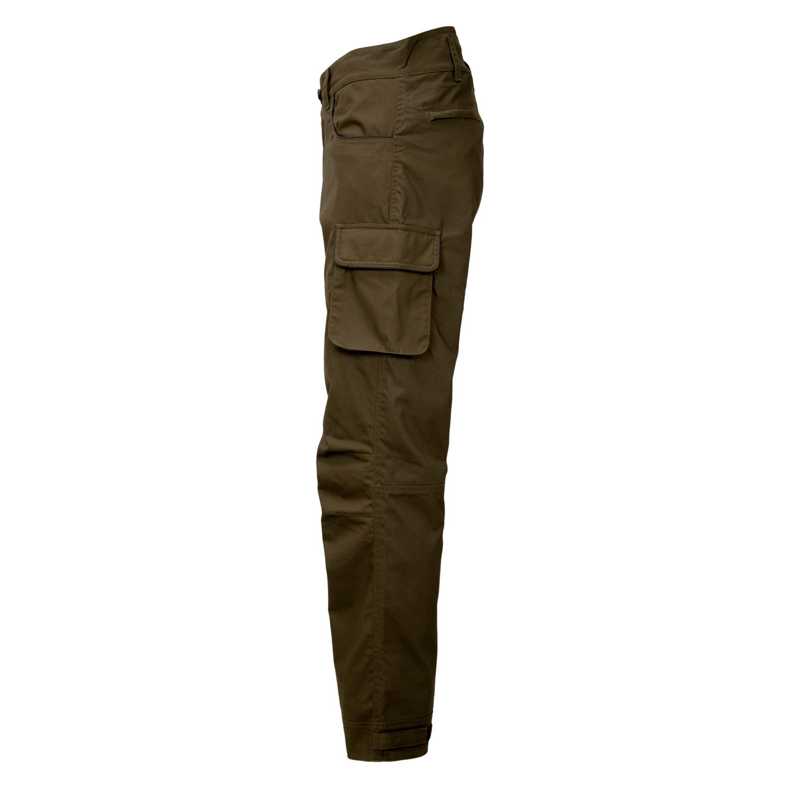 HUBERTUS OS50 Outdoorhose – Seitenansicht mit vorgeformtem Knie und Klettverstellung am Bein