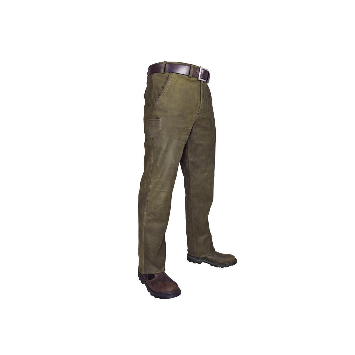 HUBERTUS Lederhose TRAPPER oliv Herren Jagdhose Büffelleder