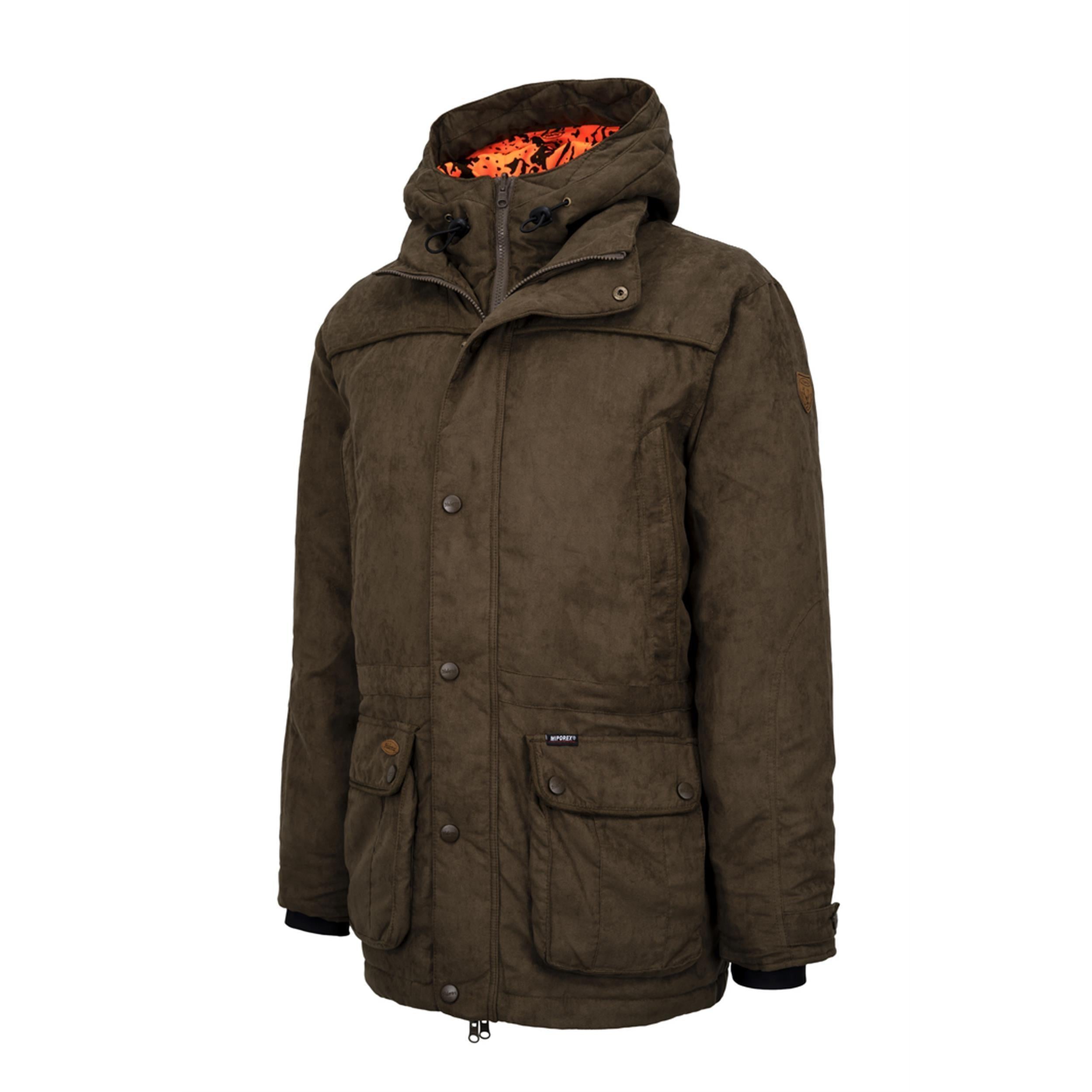 HUBERTUS Jagdjacke JANUS – Schrägansicht mit abnehmbarer Kapuze