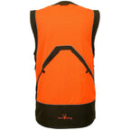 ückansicht der HUBERTUS Warnweste mit großer Rückentasche