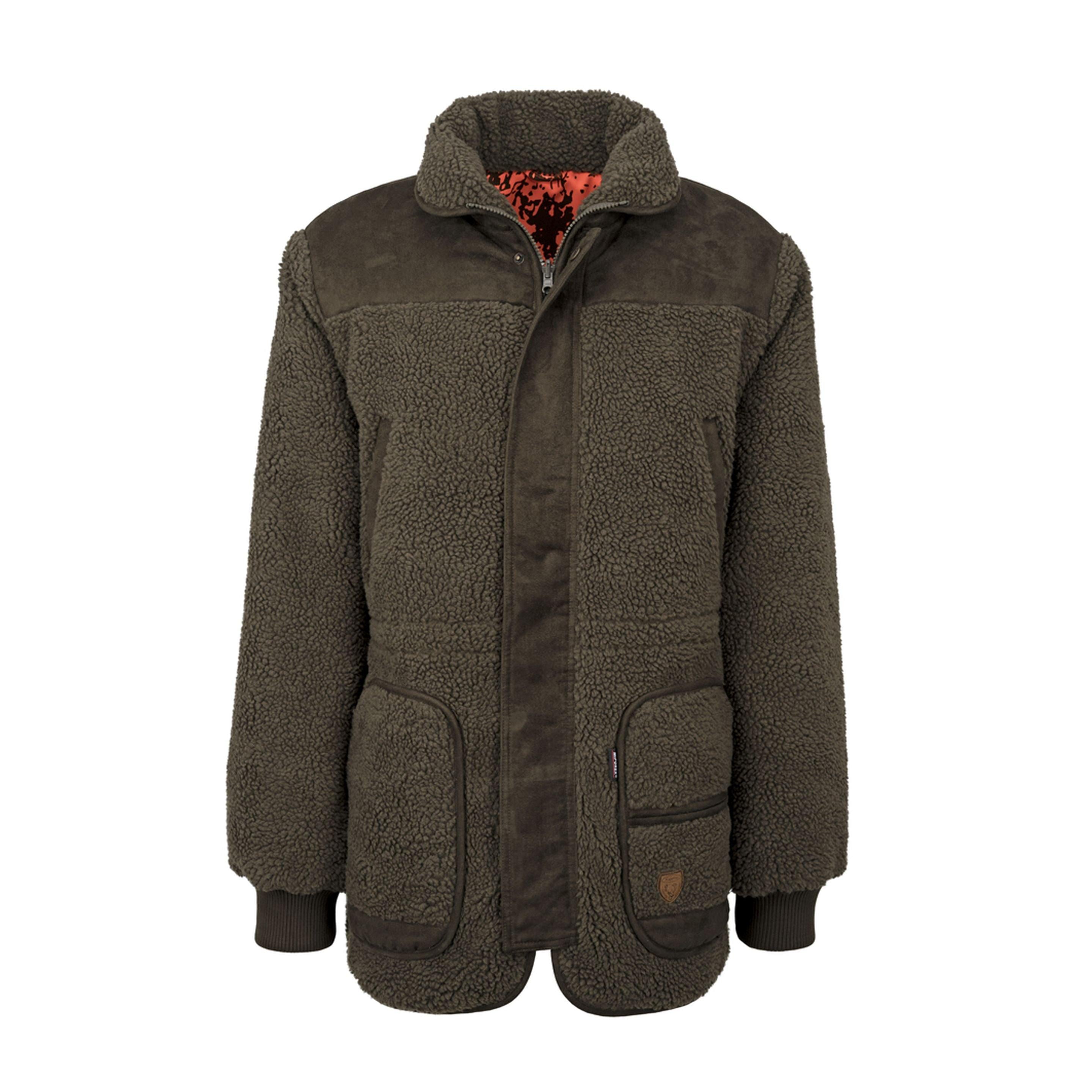 HUBERTUS Warn-Wende-Faserpelzjacke DRÜCKJAGD oliv / signal camo