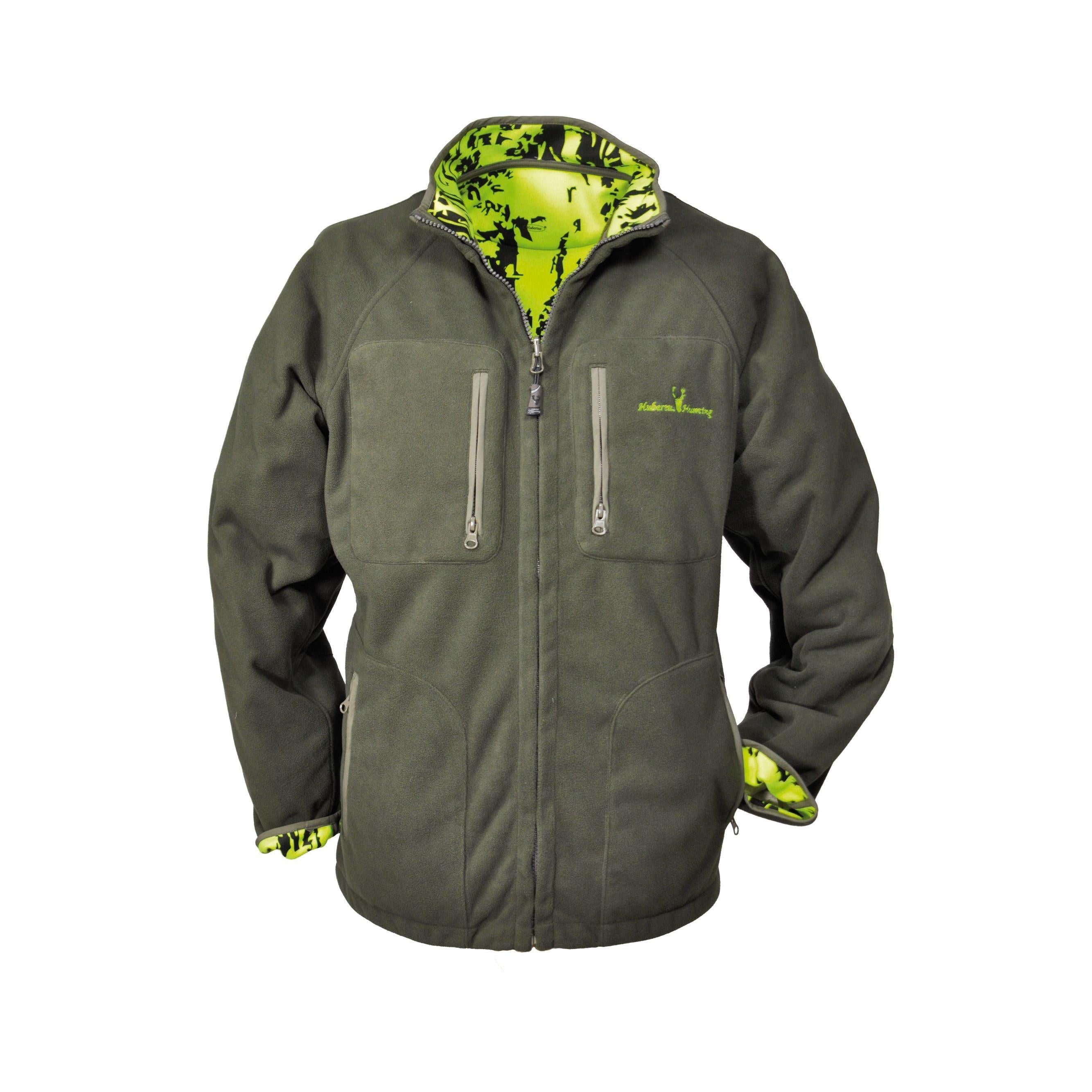 HUBERTUS Warn-Wende-Fleecejacke PIRSCH Jagdjacke Drückjagdjacke oliv/neongelb