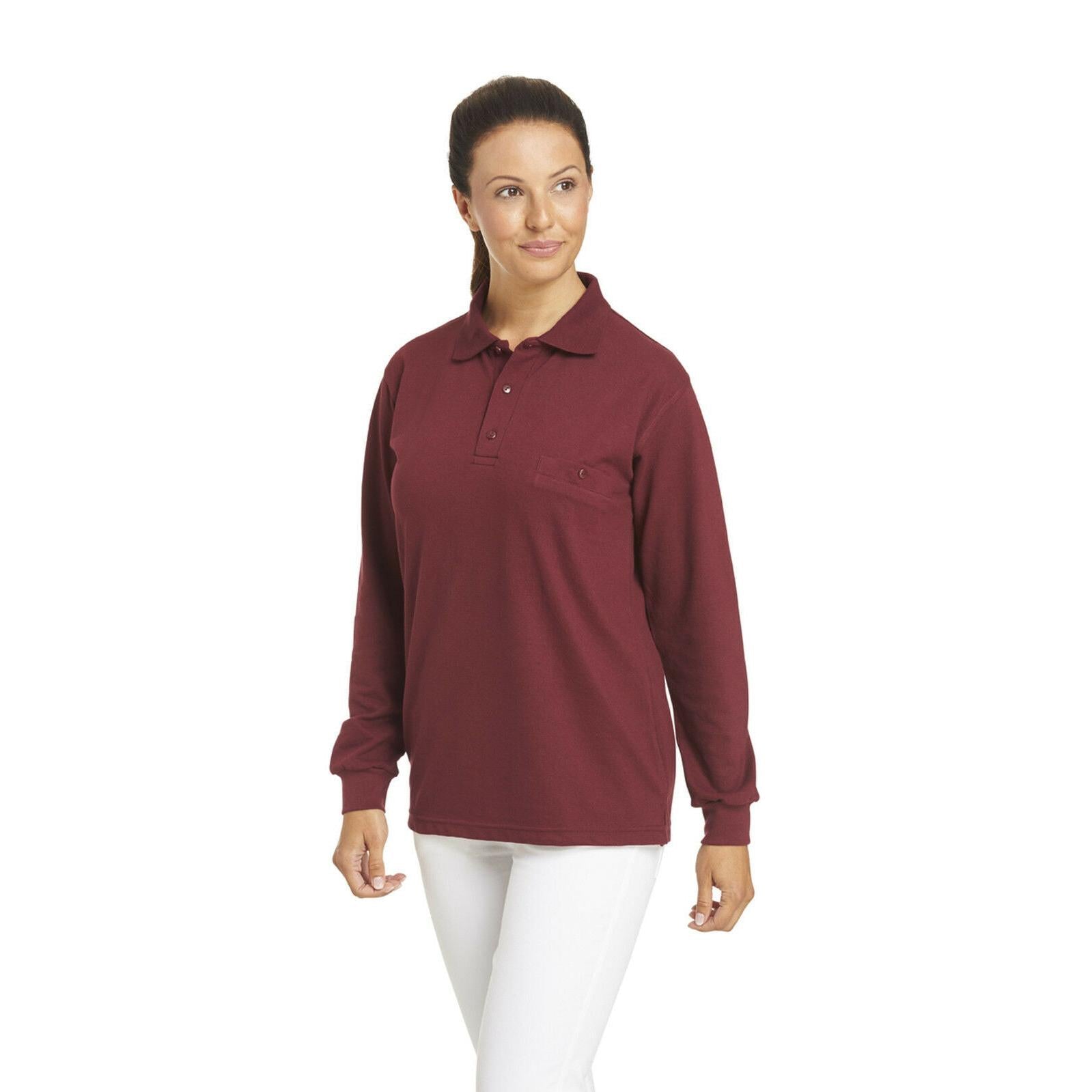 LEIBER Polo Pique Shirt 08/841 Poloshirt 1/1 Arm bordeaux Langarm unisex