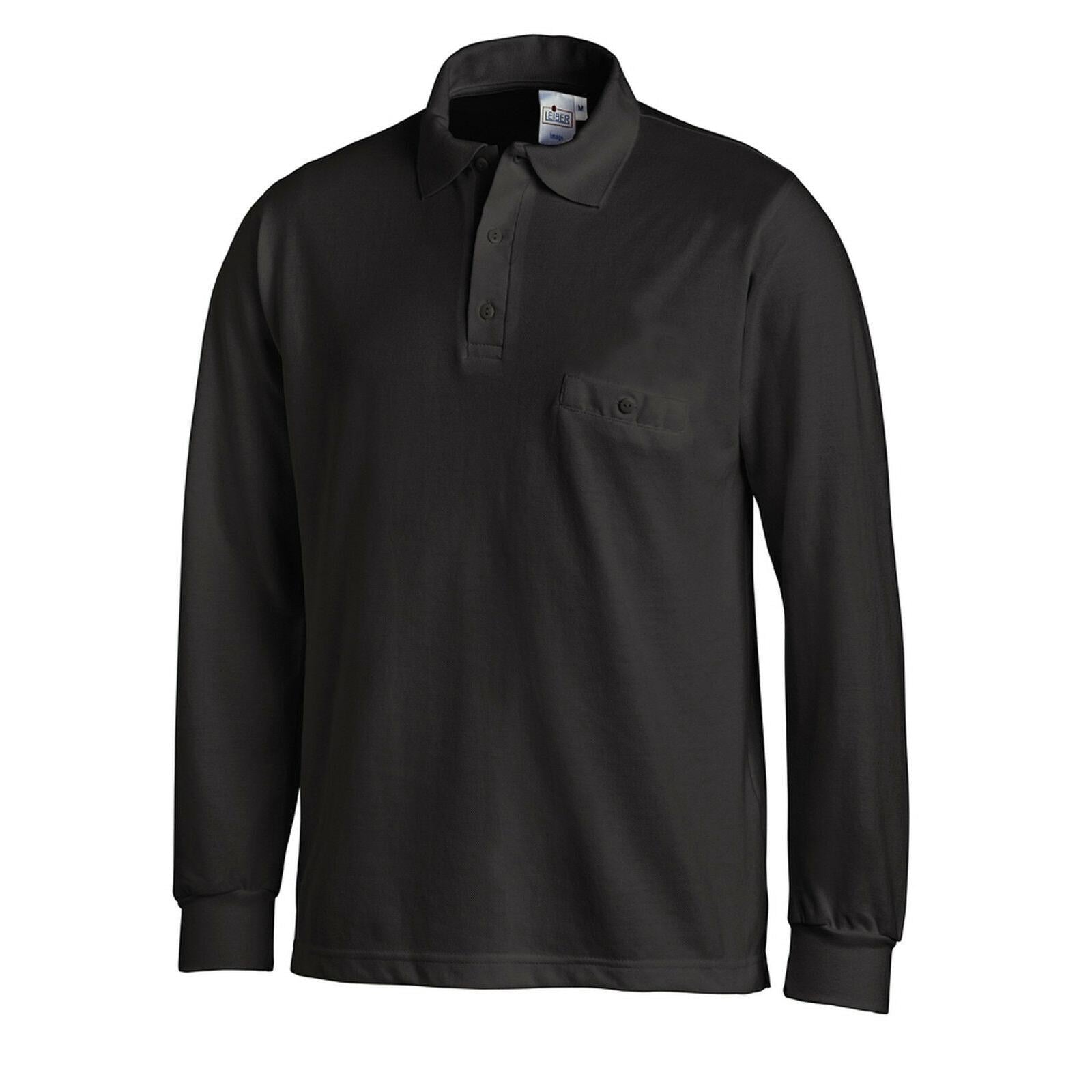 LEIBER Polo Pique Shirt 08/841 Poloshirt 1/1 Arm schwarz Langarm unisex