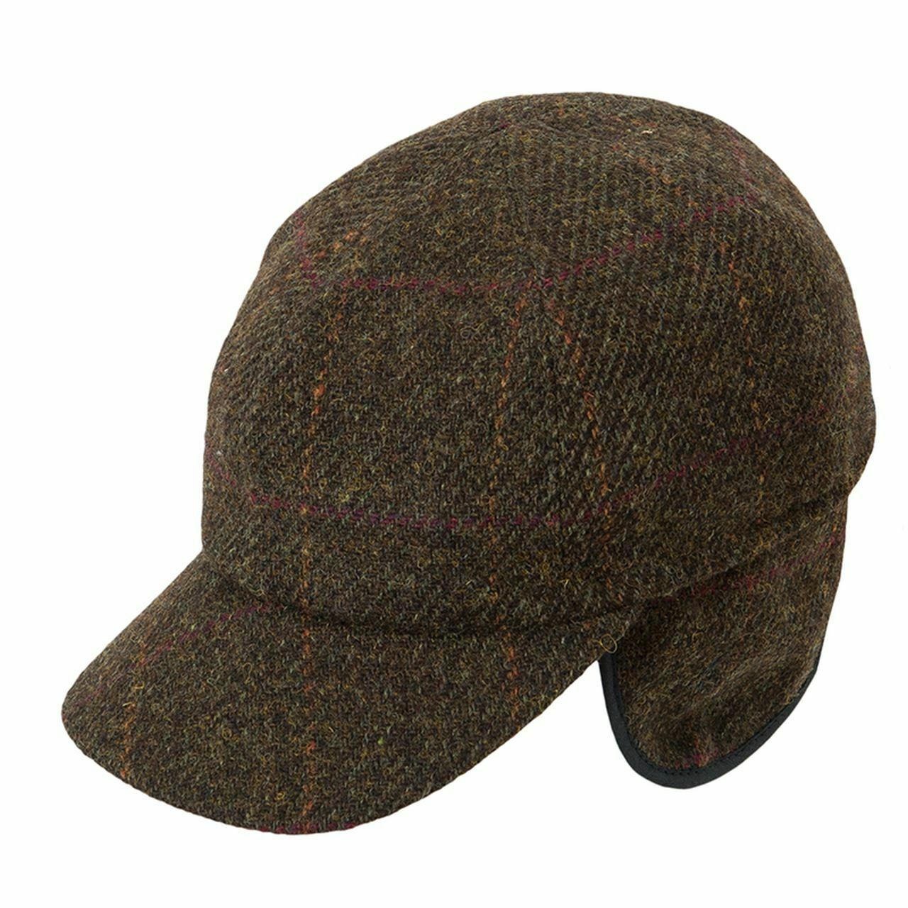 LODENHUT Baseballmütze 10 Tweed oliv-braun kariert Tweed Jägermütze Wintermütze