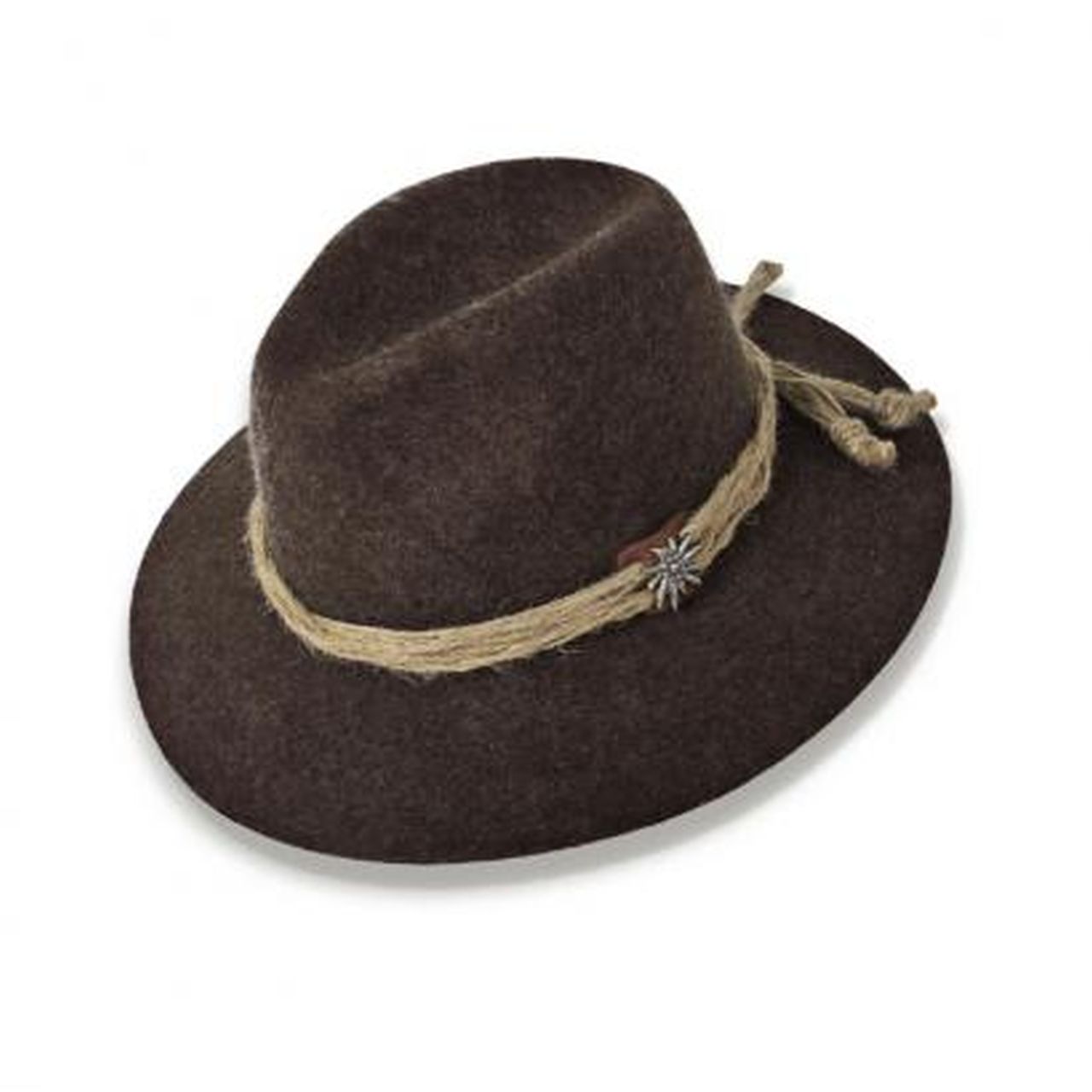 LODENHUT Wollhut 1013 braun meliert Trachtenhut Edelweiß Hut Jagdhut