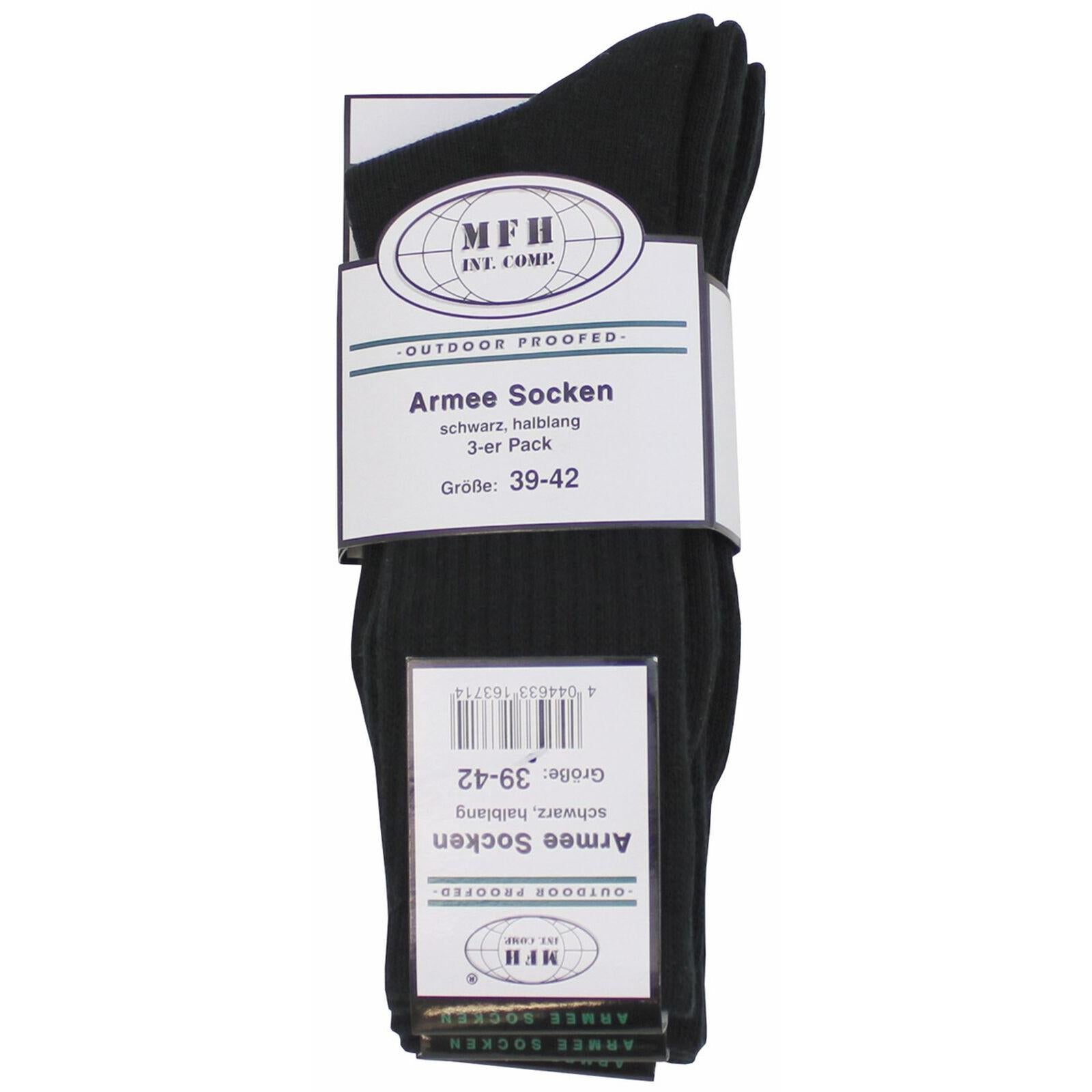 MFH Army Socken 3er Pack schwarz Jagdsocken Berufssocken Arbeitssocken Strümpfe