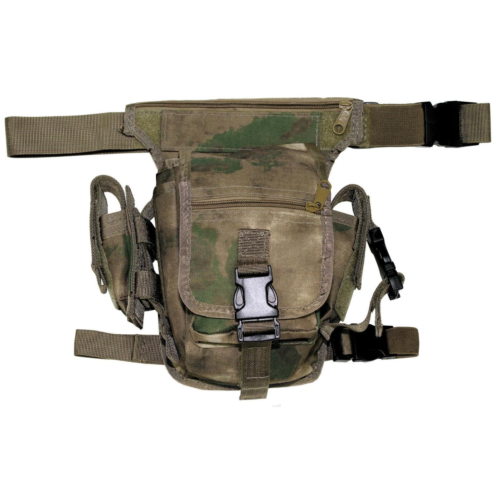 Hip Bag mit Bein- und Gürtelbefestigung von FOX Outdoor – Frontansicht mit Reißverschlusstaschen