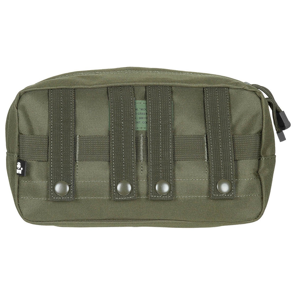 Rückseite mit MOLLE-Schlaufen und Druckknopf zur Befestigung