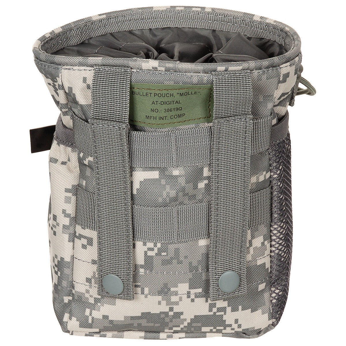 Rückseite mit Druckknopfschlaufen und MOLLE-System zur Gürtelbefestigung