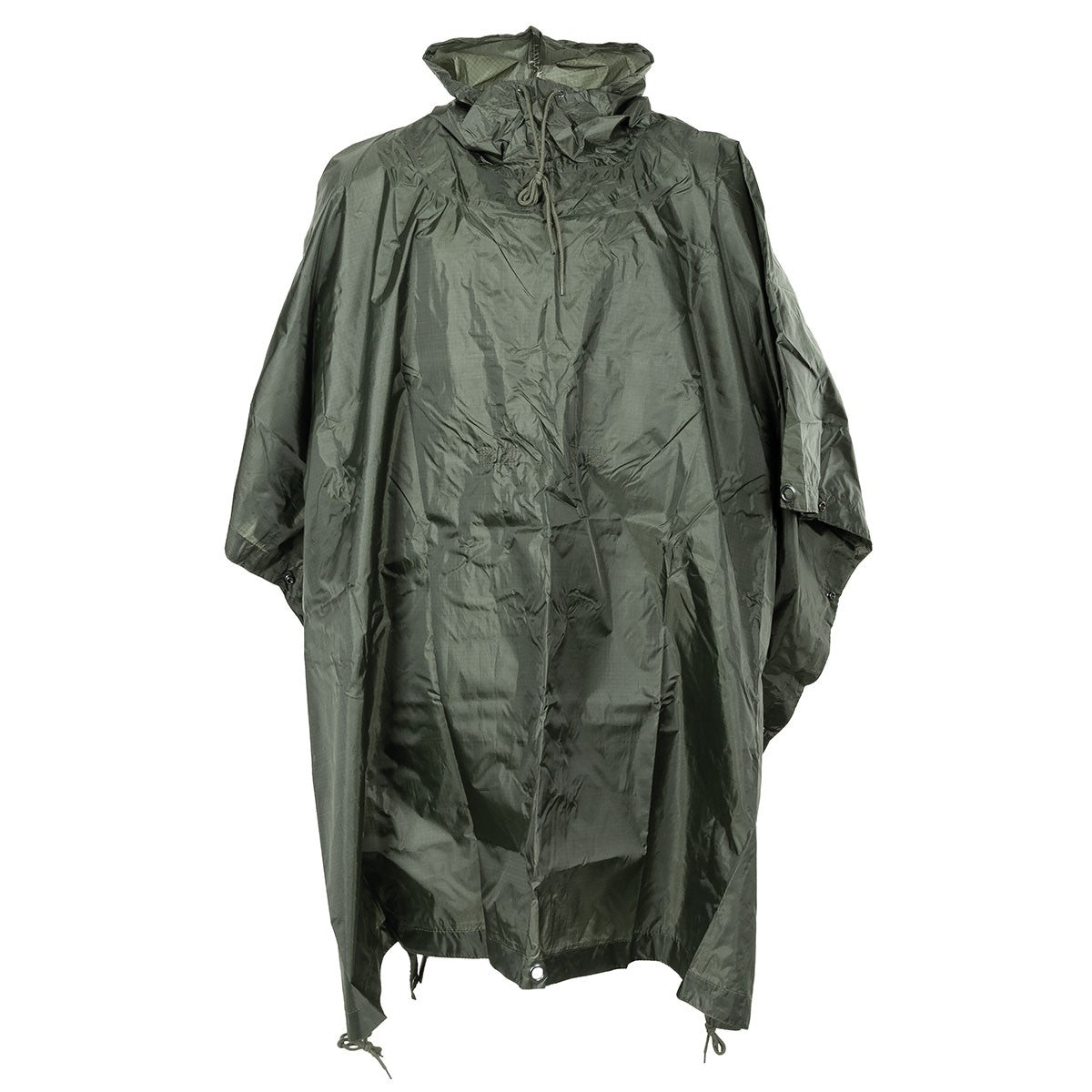 FOX Outdoor Poncho Rip Stop in Oliv mit Kapuze, vollständig entfaltet
