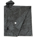 FOX Outdoor US Poncho in Schwarz mit Kapuze, gefaltet