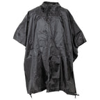 FOX Outdoor US Poncho in Schwarz mit Kapuze und Frontansicht