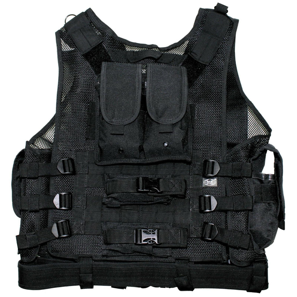 Rückansicht FOX Outdoor Weste mit Molle-Aufnahmepunkten und Tragegriff